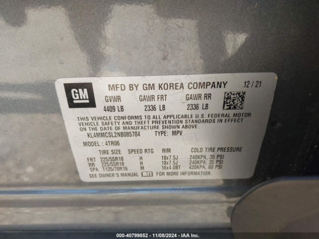 KL4MMCSL2NB085704 Buick Encore Gx Awd Preferred