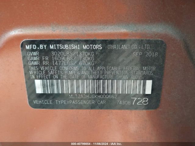ML32A3HJ6KH000662 Mitsubishi Mirage Rf