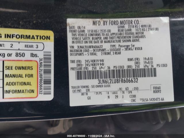 3LN6L2LU8FR606632 Lincoln MKZ HYBRID