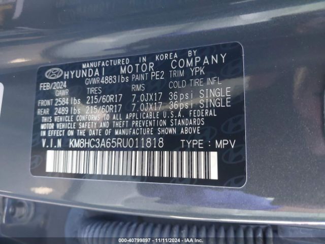 2024 HYUNDAI KONA ELECTRIC KM8HC3A65RU011818 Photo 8