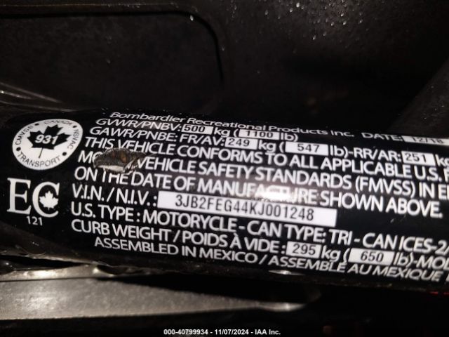 2019 CAN-AM RYKER 3JB2FEG44KJ001248 Photo 9