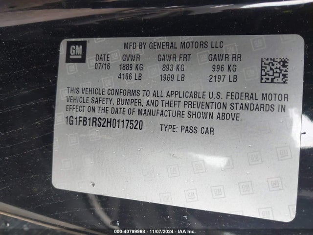 1G1FB1RS2H0117520 Chevrolet Camaro 1lt