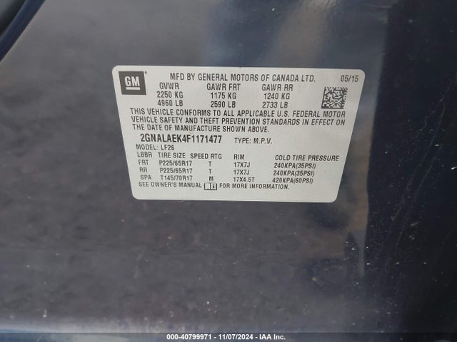 Chevrolet EQUINOX LS 2015 2GNALAEK4F1171477 Image 9