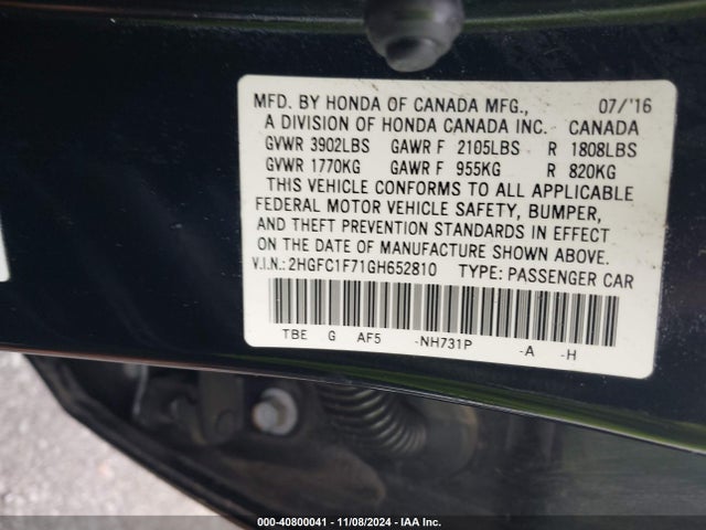 Honda Civic Ex-l 2016 2HGFC1F71GH652810 Image 9