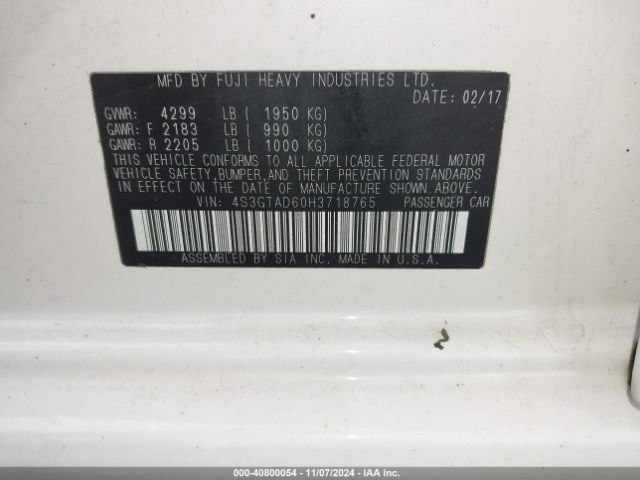 4S3GTAD60H3718765 Subaru Impreza 2.0i Premium