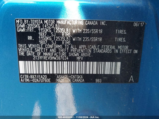 2T3YFREV9HW387634 Toyota Rav4 Limited/platinum