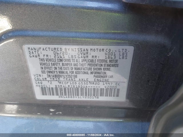Nissan Sentra Sr Xtronic Cvt 2020 3N1AB8DV1LY250198 Image 9