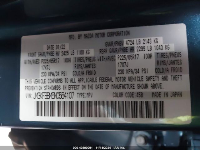 JM3KFBBM6N0564107 Mazda Cx-5 2.5 S Select