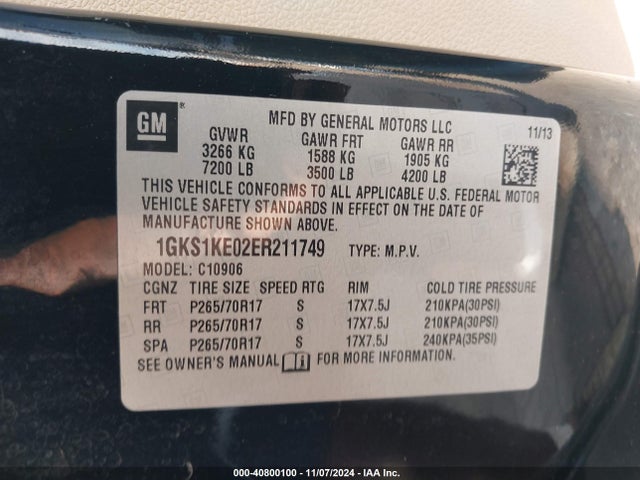 1GKS1KE02ER211749 GMC Yukon Xl 1500 Slt