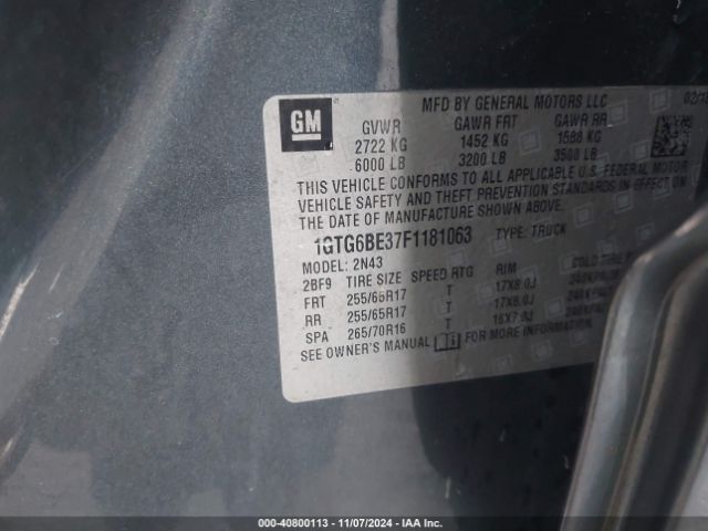 1GTG6BE37F1181063 GMC CANYON SLE