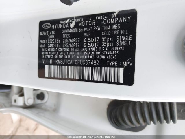 KM8JTCAF0FU037482 Hyundai TUCSON GLS