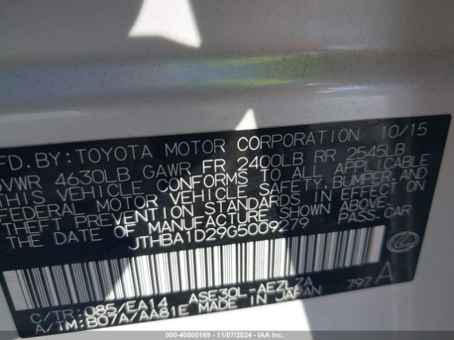 JTHBA1D29G5009279 Lexus IS 200T