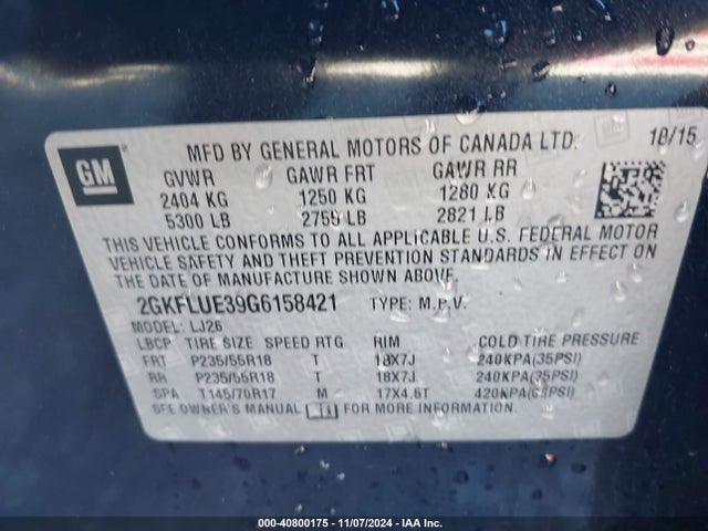 GMC Terrain Slt 2016 2GKFLUE39G6158421 Image 9