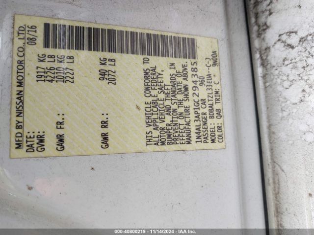 1N4AL3AP1GC294385 Nissan Altima 2.5 Sl