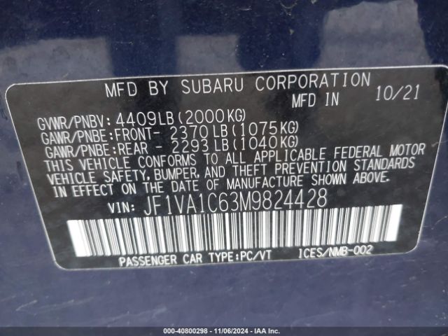 JF1VA1C63M9824428 Subaru Wrx Premium