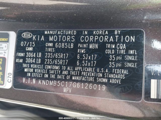 KNDMB5C17G6126019 KIA SEDONA LX