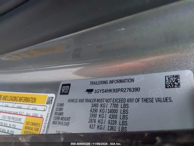 1GYS4HK93PR276390 Cadillac Escalade 4wd V-series