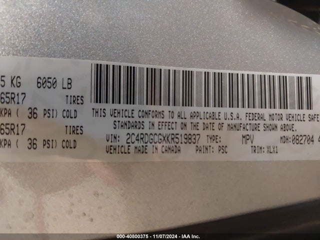 Dodge Grand Caravan Sxt 2019 2C4RDGCGXKR519837 Image 9