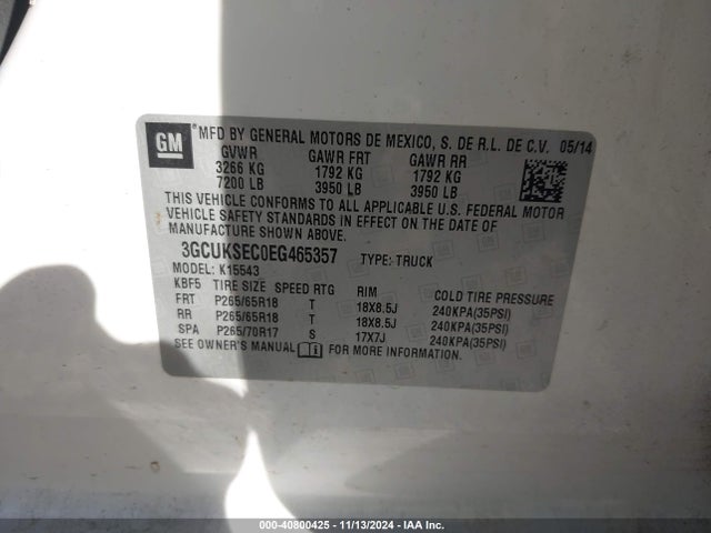 Chevrolet Silverado 1500 2lz 2014 3GCUKSEC0EG465357 Image 9