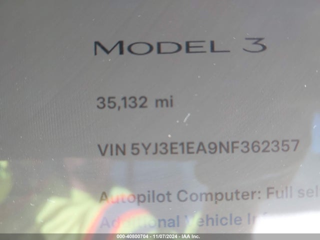 2022 TESLA MODEL 3 5YJ3E1EA9NF362357 Photo 6