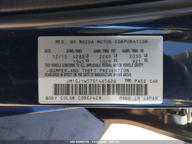 JM1GJ1W57G1465626 Mazda Mazda6 I Grand Touring