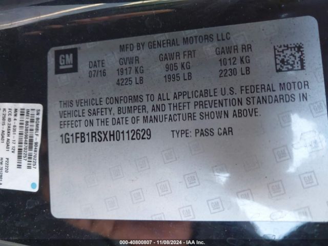 1G1FB1RSXH0112629 Chevrolet Camaro 1lt