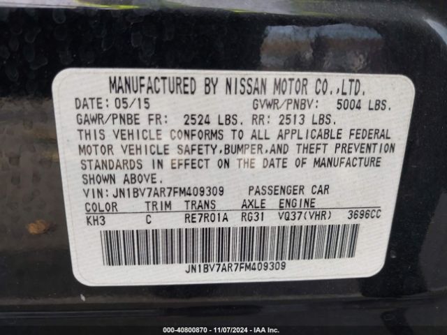 JN1BV7AR7FM409309 Infiniti Q50 Premium