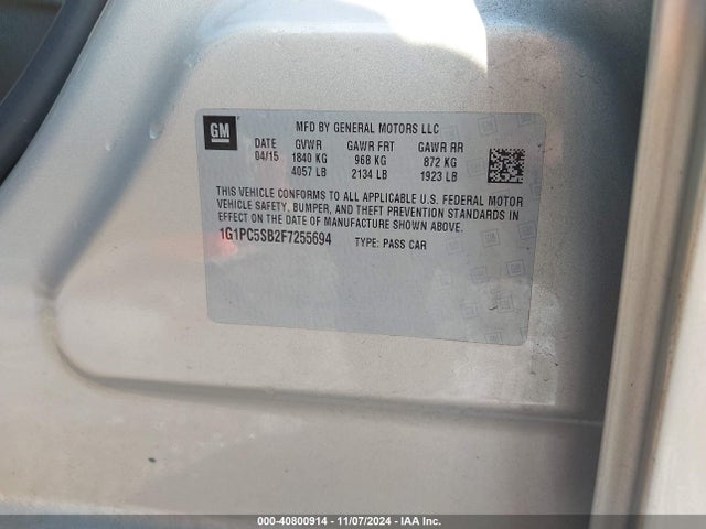 Chevrolet Cruze 1lt Auto 2015 1G1PC5SB2F7255694 Image 9