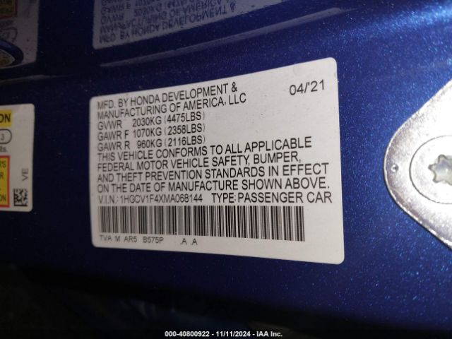 1HGCV1F4XMA068144 Honda Accord Sport Special Edition