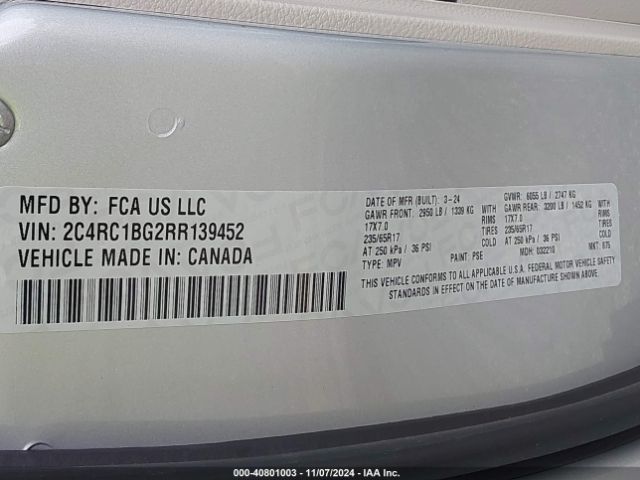 2C4RC1BG2RR139452 Chrysler Pacifica Touring L