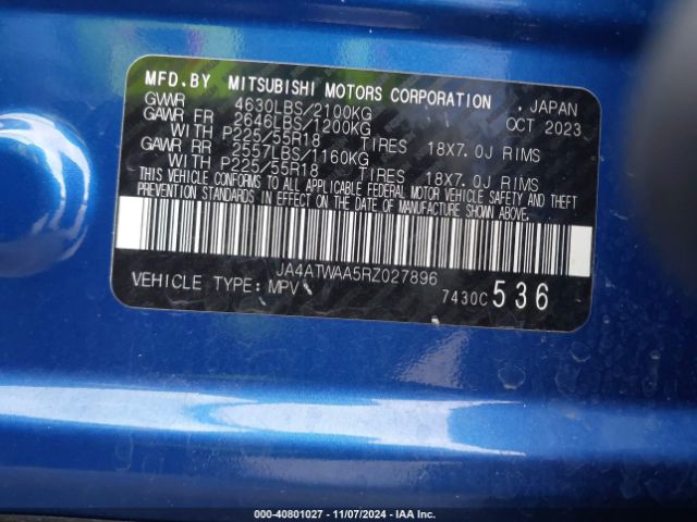 JA4ATWAA5RZ027896 Mitsubishi Eclipse Cross Se /sel