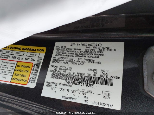 Ford Mustang Ecoboost 2019 1FA6P8TH3K5118383 Image 9
