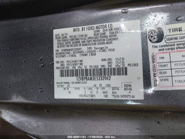Ford Mustang V6 2014 1ZVBP8AM3E5332042 Image 9
