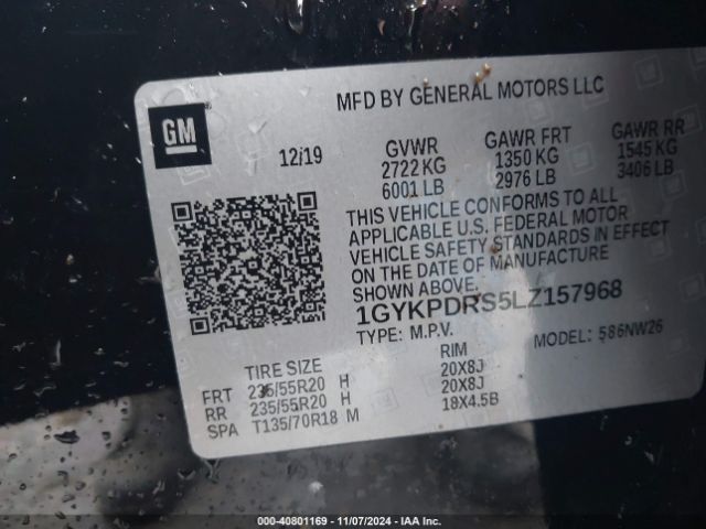 1GYKPDRS5LZ157968 Cadillac Xt6 Awd Premium Luxury