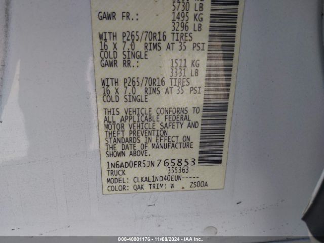 1N6AD0ER5JN765853 Nissan FRONTIER S