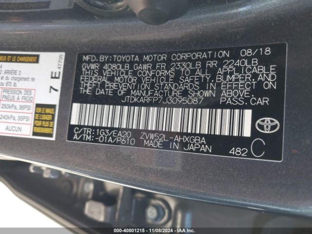 JTDKARFP7J3095087 Toyota Prius Prime Premium