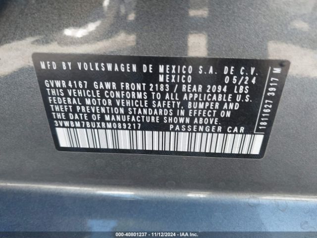 3VWBM7BUXRM089217 Volkswagen Jetta 1.5t Sport