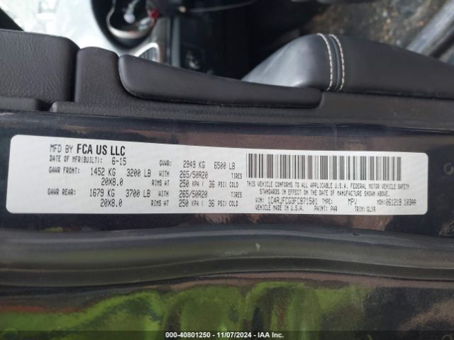 1C4RJFCG3FC871501 Jeep Grand Cherokee Overland
