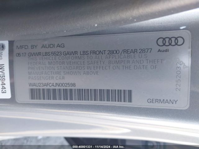 WAU23AFC4JN002598 Audi A7 3.0t Premium Plus