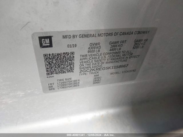 2GC2KREG5K1158967 Chevrolet Silverado 2500hd Wt
