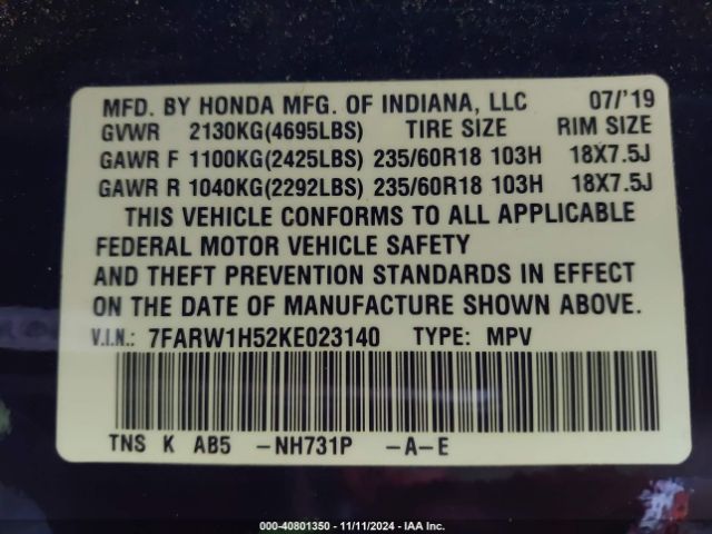 7FARW1H52KE023140 Honda CR-V EX