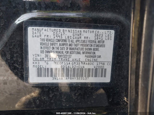 Nissan SENTRA SV 2017 3N1AB7AP8HY323137 Image 9