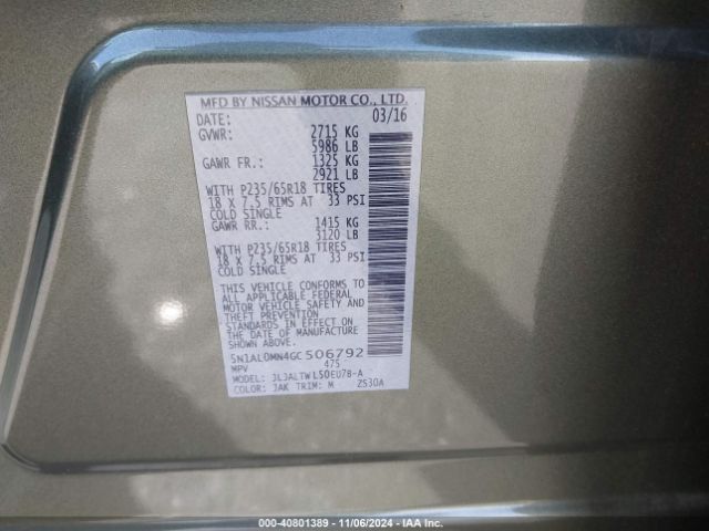 5N1AL0MN4GC506792 Infiniti QX60