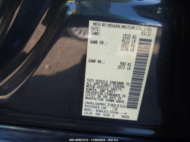 1N4AL3AP8FC290350 Nissan Altima 2.5 Sv