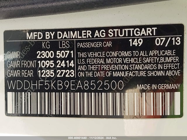 WDDHF5KB9EA852500 Mercedes-Benz E 350