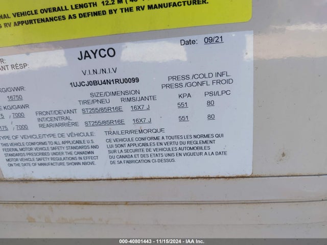 1UJCJ0BU4N1RU0099 Jayco Other