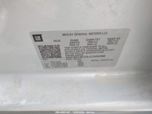 1GC2KUEG5JZ345098 Chevrolet Silverado 2500hd Wt