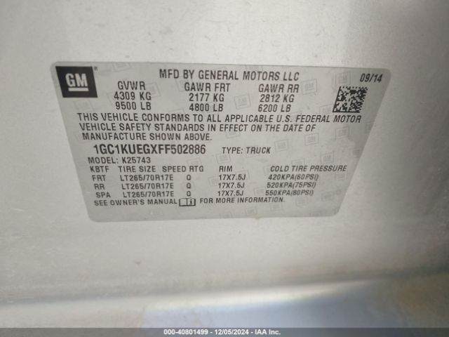 1GC1KUEGXFF502886 Chevrolet Silverado 2500hd Wt