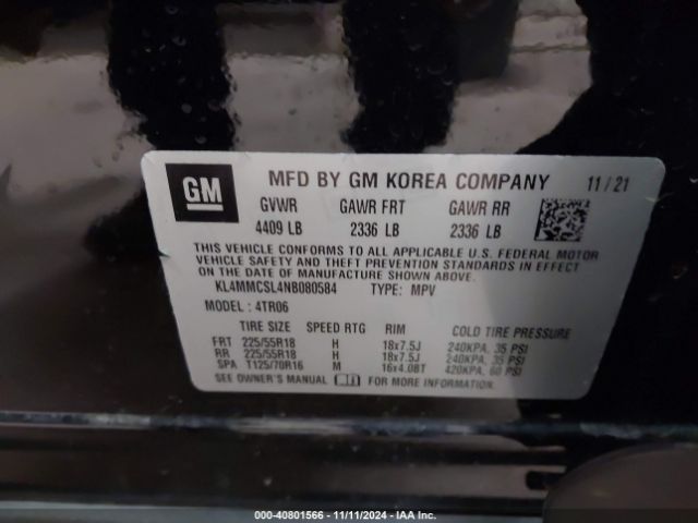 KL4MMCSL4NB080584 Buick Encore Gx Awd Preferred