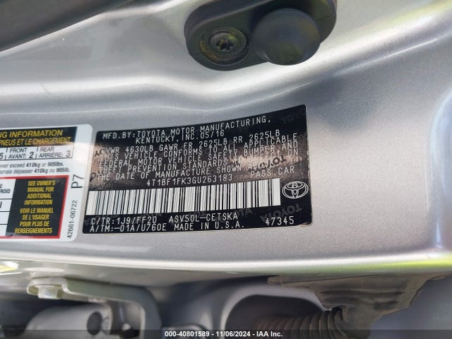 Toyota CAMRY SE 2016 4T1BF1FK3GU263183 Image 9